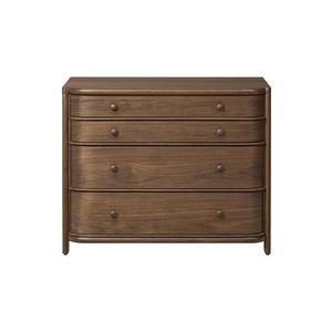 Table de chevet classique Chika, 4 tiroirs, en teck massif brun foncé, table de rangement de haute qualité pour appartement et chambre à coucher - Product Image 1