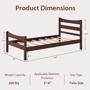 Lit simple classique en bois foncé pour enfants, cadre en bois massif, mobilier de chambre à coucher, vente en gros - Product Image 2