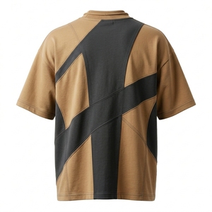 เสื้อยืดแขนสั้นสไตล์สตรีทแวร์แบบทูโทนสีตัดต่อ  รุ่นใหม่ล่าสุด  ปักลายได้ตามสั่ง  เสื้อยืดลำลองสำหรับออกกำลังกาย  แบบยูนิเซ็กส์ - Product Image 2