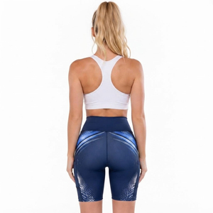 Shorts de yoga imprimés taille haute pour femmes, tenue de sport, coupe ajustée, séchage rapide, en polyester, collants courts pour femmes - Product Image 4