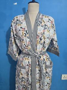 ชุดกิโมโนผ้าฝ้ายขายดี ชุดคลุมชายหาด ชุดเดรสกิโมโนผ้าฝ้าย ชุดคลุมลายพิมพ์บล็อก ชุดเดรสกิโมโนผ้าฝ้ายสำหรับโรงแรมและชายหาด - Product Image 4