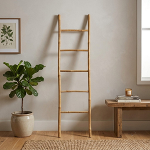 Vietnam Handmade Natural Bamboo <b>Blanket</b> Ladder Decorative Towel Rack Leaning Display Stand for Modern Rustic Home Decoration - Product Image 1