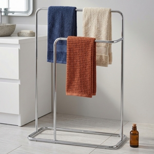 Freestanding Chrome Towel Rack 3 Bars Steel Minimalist Design Bathroom Movable <b>Bath</b> Towel Holder - Product Image 5