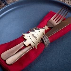 Anneau de serviette de Noël personnalisé plaqué or avec nom gravé Cordelia, décoration de table de fête - Product Image 1