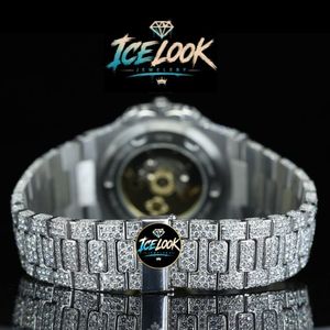 Reloj de Pulsera Mecánico para Hombre con Diamantes Moissanite, Brazalete de Acero Inoxidable, Esfera Redonda - Product Image 4