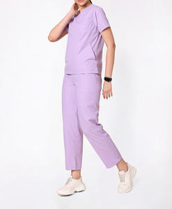Tenues d'hôpital à taille haute, uniformes médicaux unisexes, ensembles de combinaisons à manches courtes en Spandex avec logo - Product Image 6