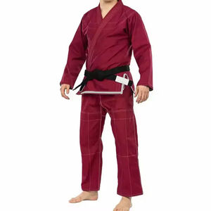 Uniforme de Karate Color Granate al por Mayor, Traje de Entrenamiento de Artes Marciales con Cuello en V, Kimono con Cinturón Negro, Ropa Deportiva para Práctica de Judo y Taekwondo, Personalizable - Product Image 1