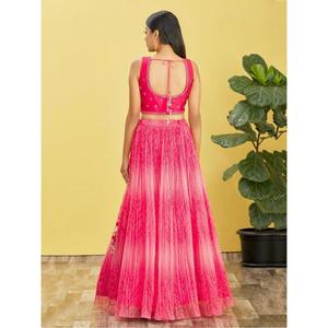 Lehenga choli ชุดเจ้าสาวสำหรับงานแต่งกระจกสีชมพูหรูหราสำหรับโอกาสพิเศษ - Product Image 3