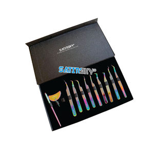 Professional Eyelash Tweezers Set of 11 Precision Lash <b>Extension</b> Tools Kit Stainless Steel Beauty Tweezers Set Reusable Gift - Product Image 1