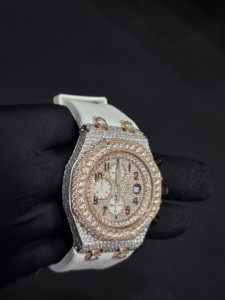 Luxury <b>Automatic</b> Diamond <b>Chronograph</b> 43mm Silicone Band Unisex Quartz Movement Sapphire Crystal Face Luminous Dial Auto Date - Product Image 2
