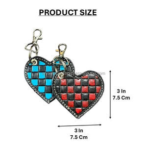Llavero de Cuero a Cuadros con Forma de Corazón, Estilo Personalizado, Nuevo, al por Mayor, Recuerdo de Boutique, Accesorio de Moda para Bolso, Anillo para Llaves, para Regalo - Product Image 2
