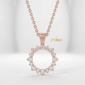 Collar con Colgante de Círculo de Diamantes Clásico Moderno, Plata de Ley 925, Chapado en Oro, Lujoso, para Mujer, Fiesta, Boda, Aniversario - Product Image 3