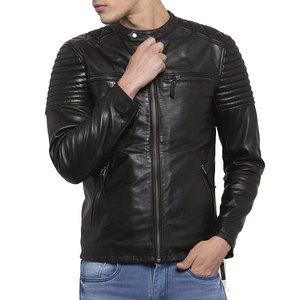 CLASSIC INVENTORS New Autumn/Winter Motorcycle Genuine Leather <b>Jacket</b> Slim Fit Standing Collar Yarn Dyed Zipper <b>Punk</b> Style Men's - Product Image 1