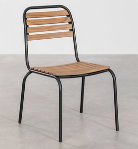 Chaises de salle à manger industrielles modernes en teck meubles de maison durables en métal empilables pour une utilisation intérieure dans Villa Hotel Apartment - Product Image 1