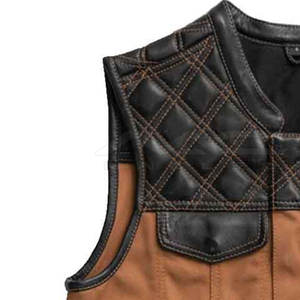 Men Leather <b>Waistcoat</b> Solid Color <b>Biker</b> Style Windproof Sleeveless Lightweight Leather Vest Custom Logo - Product Image 3