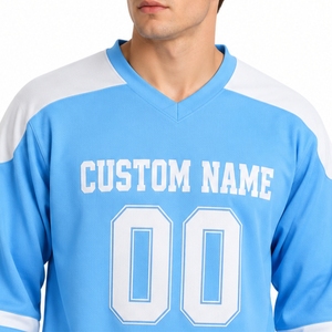 Camiseta de hockey sobre hielo azul cielo personalizada de manga larga, OEM, sublimación personalizada, de secado rápido, ajuste atlético para hombre. - Product Image 4