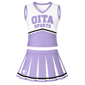 Ensemble d'uniforme de cheerleading violet lavande, haut sans manches à col en V, jupe plissée, tenue de sport pour compétition de danse d'équipe, entraînement sportif - Product Image 1