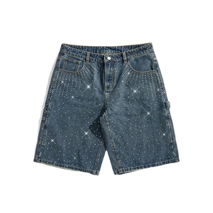 Shorts Bermuda en Jean pour Homme, Taille Mi-Haute, Couleur Unie, Style Décontracté Urbain, Fermeture Boutonnée, Tissu 100% Coton Tissé, Écologique - Product Image 1