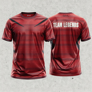 Camiseta Deportiva Sublimada con Rayas Rojas Team Legends, Manga Corta, Ajustada, Unisex, de Poliéster que Absorbe la Humedad - Product Image 1