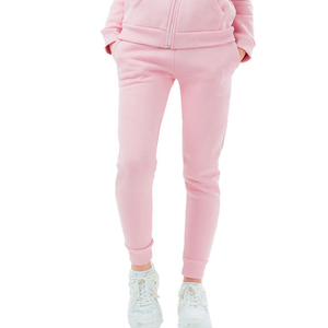 Women <b>Pink</b> Hooded <b>Tracksuit</b> Full Zipper Solid Color Casual Sweatshirt Pants Set Breathable Cotton Autumn Wear - Product Image 3