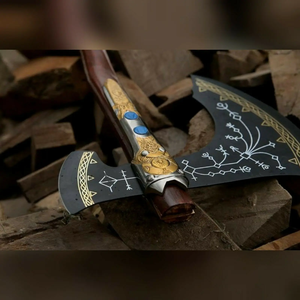 Hache en acier à haute teneur en carbone pour la chasse et le camping, avec manche en bois et acier Damas, faite à la main, prix bas, hache en bois rustique de qualité supérieure - Product Image 2