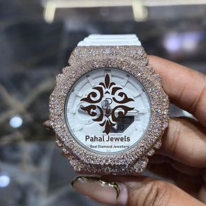 Reloj Analógico-Digital de Lujo Pahal Jewels con Caja de Acero Inoxidable, Correa de Plástico Blanca, 42 mm, Cuadrado, de Cuarzo, para Niños y Mujeres - Product Image 1