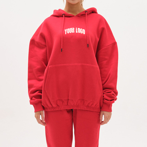 Custom Made Drop Shoulder Plus Size Streetwear Solid Lace 100% Cotton Breathable Winters Warm Women's Pullover Tracksuit - Product Image 1