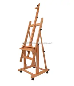 Treppiede in legno Space cavalletto multifunzionale in legno 2 piedi per artisti della pittura portatile può contenere fino a 50 a 60cm su tela con 4 ruote