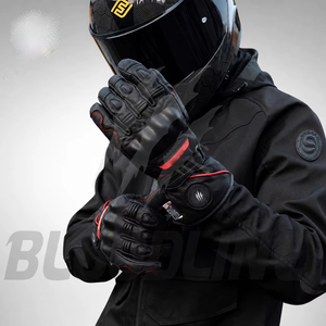 Gants de moto en cuir BLOODLINE à écran tactile, longueur poignet, thermiques, non doublés, écologiques, style sportif, pour cyclisme, utilisation hivernale - Product Image 6