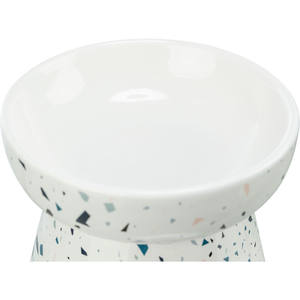 Comedero de cerámica para mascotas de 0.2 L, diseño de terrazo blanco, tazón elevado para gatos y perros - Product Image 3