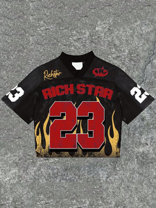 Camiseta Deportiva Retro Americana de Malla con Nombre de Equipo en la Parte Delantera, Estilo Vintage, Unisex, Corta, Holgada, 100% Poliéster, para Fútbol - Product Image 6