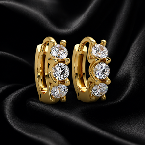 14K 18K <b>Solid</b> <b>Gold</b> 3mm Brilliant Cut Lab Grown Diamond Rhodium Plated <b>Huggie</b> Hoop Wedding Earrings Luxury Fine Jewelry DEF-VVS - Product Image 1
