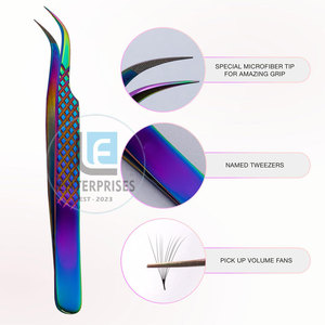 Pinces à cils réutilisables de haute qualité, durables, fabriquées au Pakistan, en acier inoxydable multicolores, en stock - Product Image 2