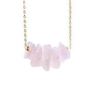 Venta al por mayor de 16 \ "collar de cuarzo rosa natural hecho a mano de plata de ley 92,5 con cadena de eslabones compromiso ocasión regalo de mujer - Product Image 1