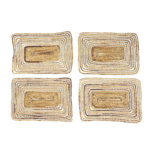 Abstract Rectangle <b>Jute</b> Woven Place Mat Kitchen Decorative Accessory - Product Image 1