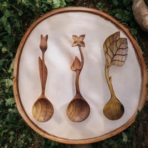 Cuillère à thé en bois écologique, cuillère doseuse artisanale pour café et sucre, outil de cuisine naturel pour la maison - Product Image 3