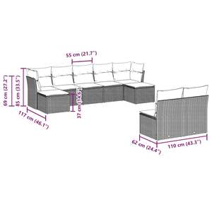 Grand ensemble de canapés de jardin modulaires en rotin PE noir, collection de meubles d'extérieur élégante - Product Image 3