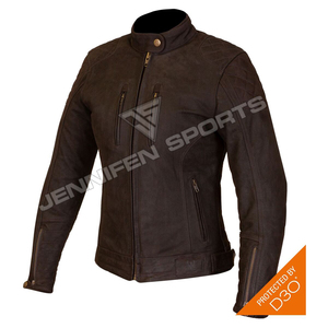 Chaqueta de Motociclista Estilo Vintage para Hombre, de Cuero Nubuck Desgastado, con Cuello Alto y Bolsillos Delanteros con Cierre, Ropa de Abrigo para Otoño - Product Image 2