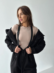 Combinaison à capuche personnalisée pour femme en molleton 100% coton, fermeture éclair intégrale, survêtement une pièce, tenue décontractée d'hiver, streetwear, combinaison-pantalon - Product Image 5
