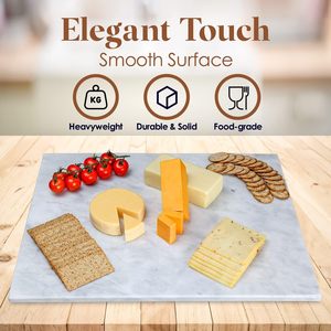 Tabla de Cortar Rectangular de Mármol Liso Stone Era para Cocina, Apta para Lavavajillas, Moderna, Duradera, Ligera, Blanca, Fácil de Limpiar - Product Image 4