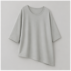 T-shirt pour femme gris clair à col rond et manches longues coupe décontractée WTS-0063 - Product Image 4