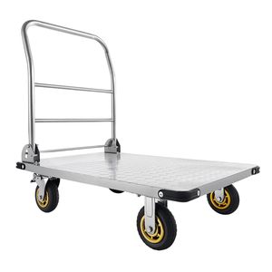 Heavy Duty 2000 Lbs Capacity Steel Flatbed Cart 2000 Lbs Capacity Swivel Wheels Handle Foldable Platform Truck <b>Material</b> <b>Handling</b> - Product Image 1