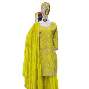 Collection Hiver/Été pour Femmes d'Antra Lifestyle : Salwar Kameez en Soie Sans Plis Longueur Genou, Style Indien et Pakistanais, avec Palazzo - Product Image 1
