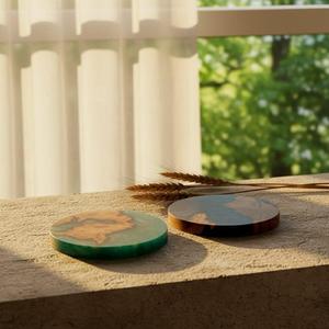 Artisan Resin Wood Square Coasters Natural Timber and <b>Epoxy</b> Handmade Modern Home Decor <b>Coffee</b> <b>Table</b> Accessory - Product Image 5