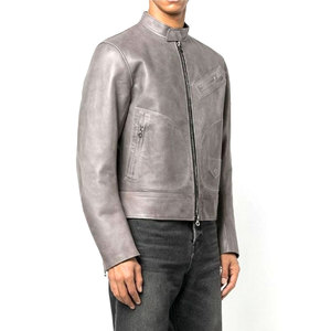 Chaqueta de Motocicleta Transpirable de Piel de Vaca Genuina, Manga Larga, Cuello Alto, Cierre de Cremallera, Color Sólido, para Otoño e Invierno - Product Image 5