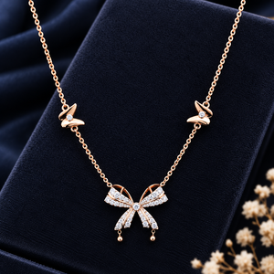 9K Rose Gold Lab Grown Round Brilliant Cut Diamond Women's Pendant <b>Necklace</b> Trendy Everyday Wear Jewelry - Product Image 5