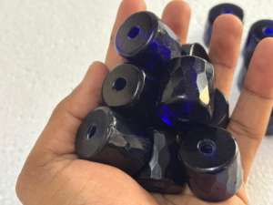 Cuentas de Vidrio Rusas Facetadas Azules de 25 mm con Orificio Grande para Joyería Tribal, Diseños de Estilo Nativo, Uso Artesanal, Embalaje en Caja, Conífera - Product Image 2