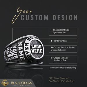 แหวนสั่งทำ BOJ รุ่น 017 สลักชื่อและโลโก้ตามต้องการ แหวนเงินแท้ 925 ชุบทอง ดีไซน์ทำมือ ราคาพิเศษ - Product Image 3