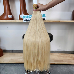 Extensions de cheveux naturels 100% à bandes adhésives, 16-28 pouces, 12A Blond Vierge Plus Lisse Baguette, Tissage noué à la main, Cheveux teints - Product Image 6