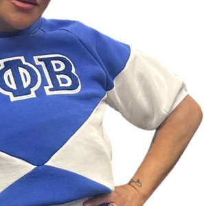 Ensemble court en chenille bleu royal Zeta Phi Beta pour femmes, avec lettres grecques brodées, tenue décontractée en deux pièces - Product Image 6